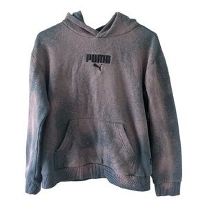 Puma Youth L Bleach Dyed Hoodie Custom Upcycled Sweatshirt 14/16